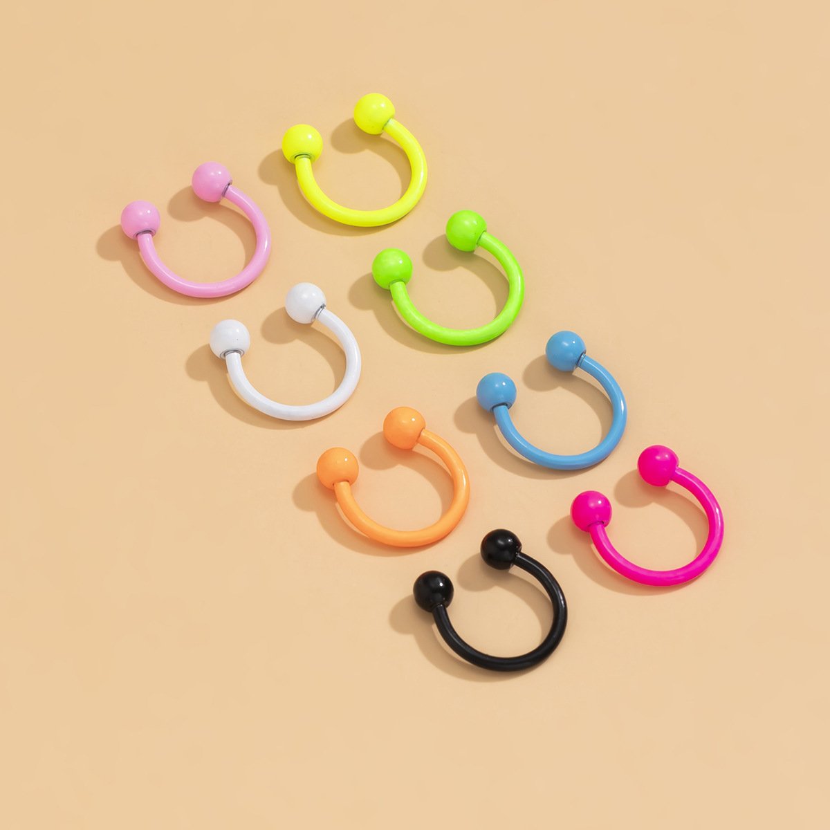 Retro simple color stainless steel ear bone clip women's trend mix and match fluorescent color earrings set