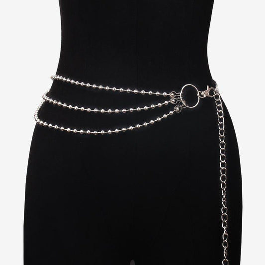 Jewelry Fashion Sexy Multilayer Waist Chain Punk Bead Chain Body Chain Versatile Ring Decoration