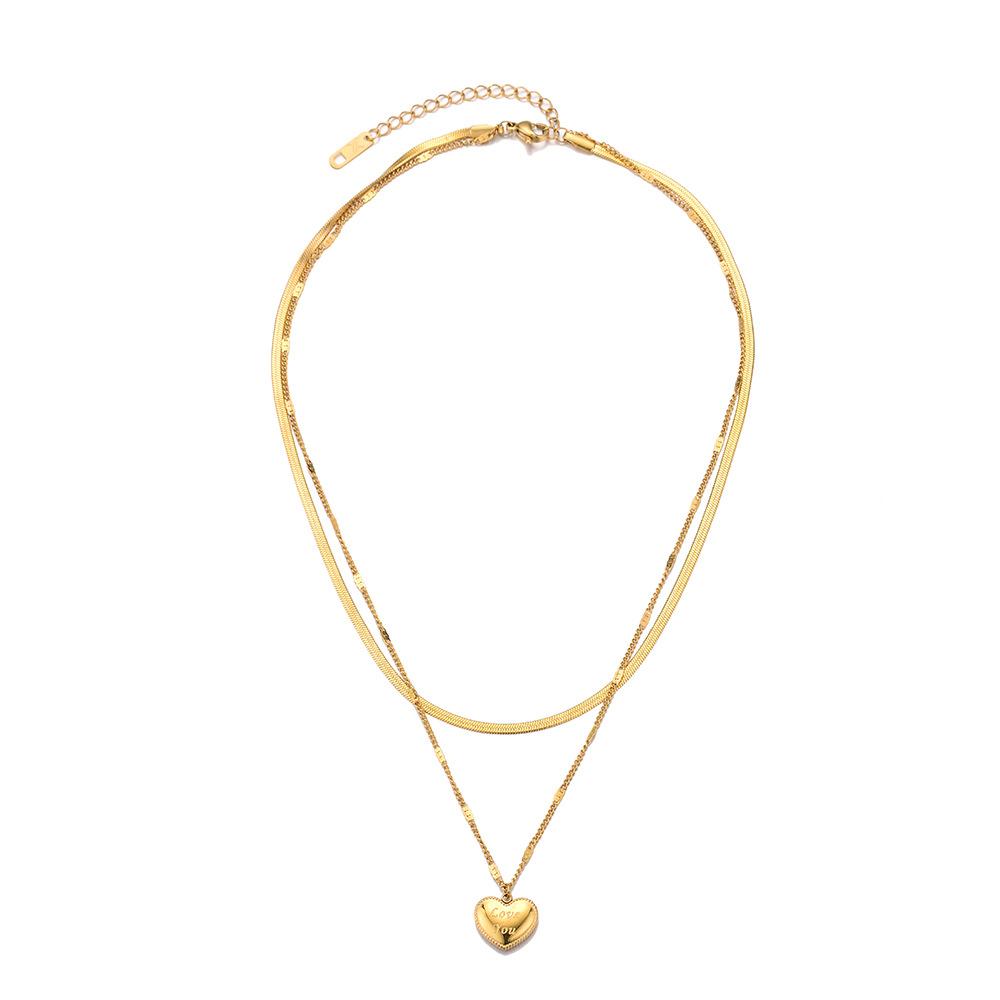 Minority Light Luxury Peach Heart Necklace Gold Plated Love Stainless Steel Pendant Necklace Heart Shaped Titanium Steel Clavicle Chain