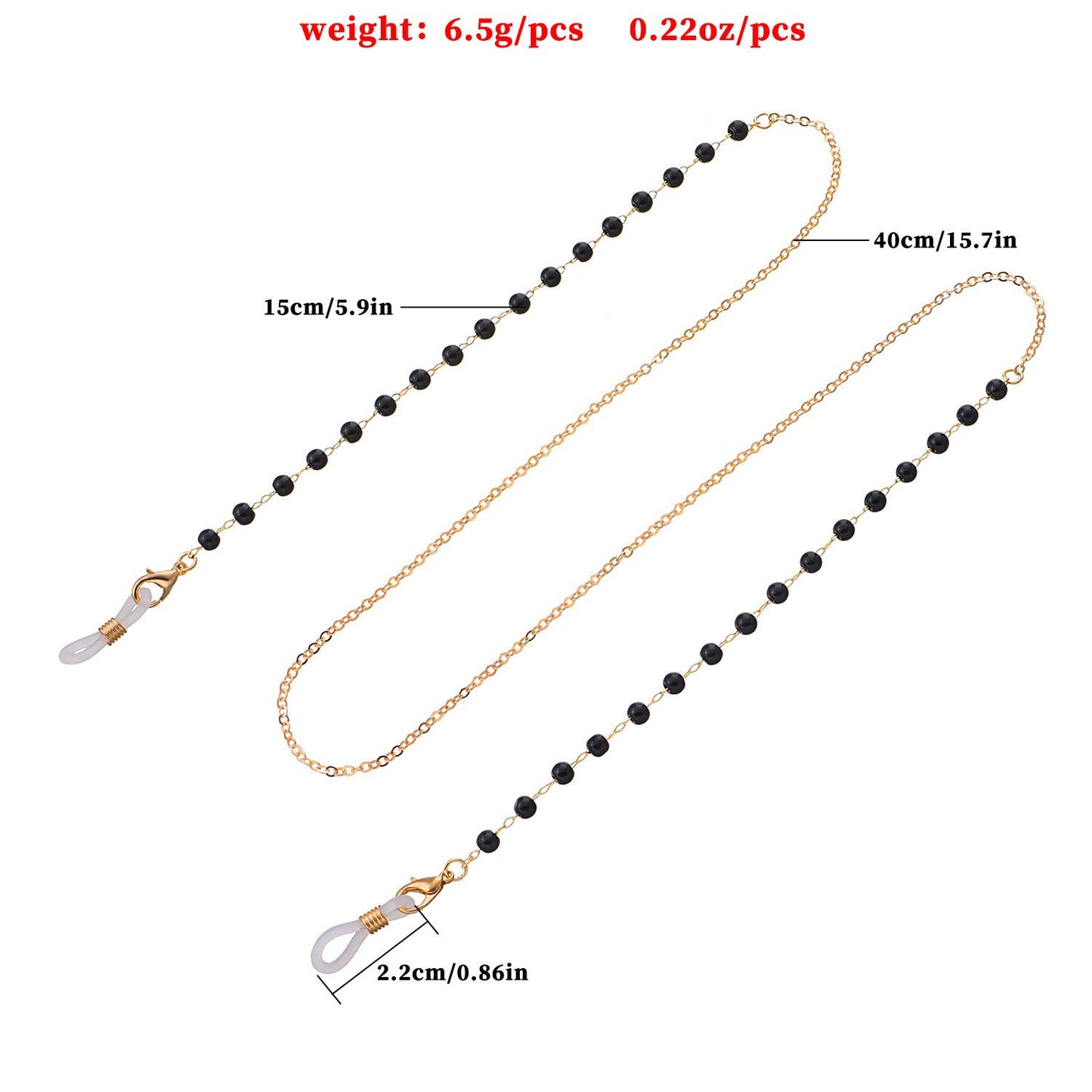 Ornament simple fashion black bead glasses chain ladies temperament multi-purpose mask non-slip lanyard