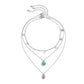 Ornament Vintage Ethnic Turquoise Pendant Necklace Simple Metal Sequin Shell Necklace Women