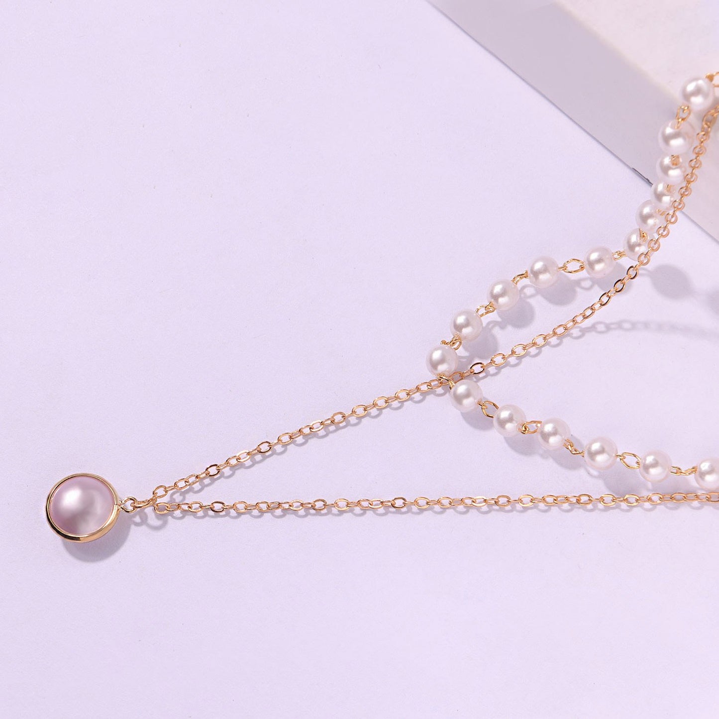 Jewelry Fashion Overlock Pearl Pendant Multilayer Necklace Femininity Popular Personality Necklace