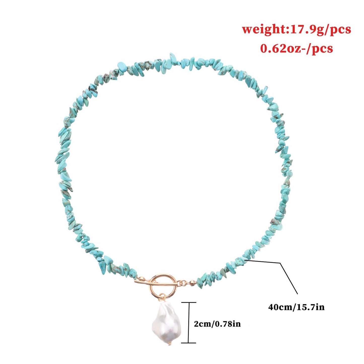 Jewelry Large Shaped Pearl OT Buckle Necklace Femininity Simple Fashion Green Turquoise Necklace