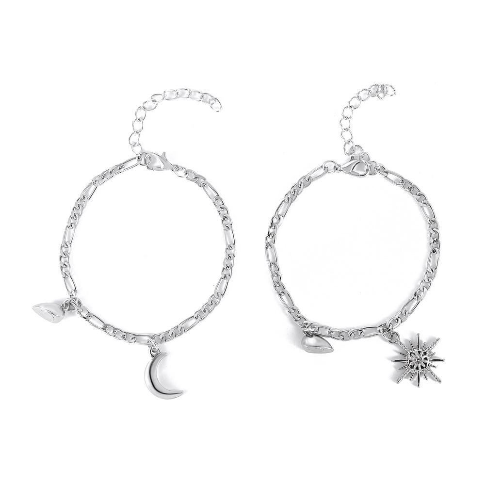 Sun Moon Magnetic Bracelet Attractive Bracelet Cold Couple Adjustable Bracelet Two-piece Set Female