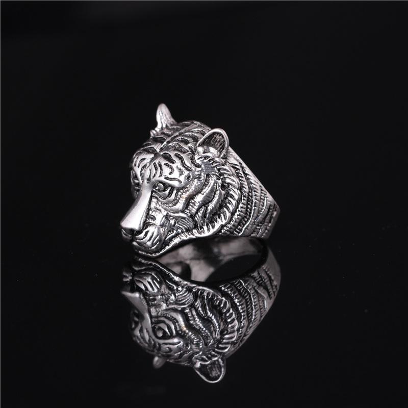 Personality Men's Domineering Retro Leopard Head Ring Fashion Animal Ring Jewelry