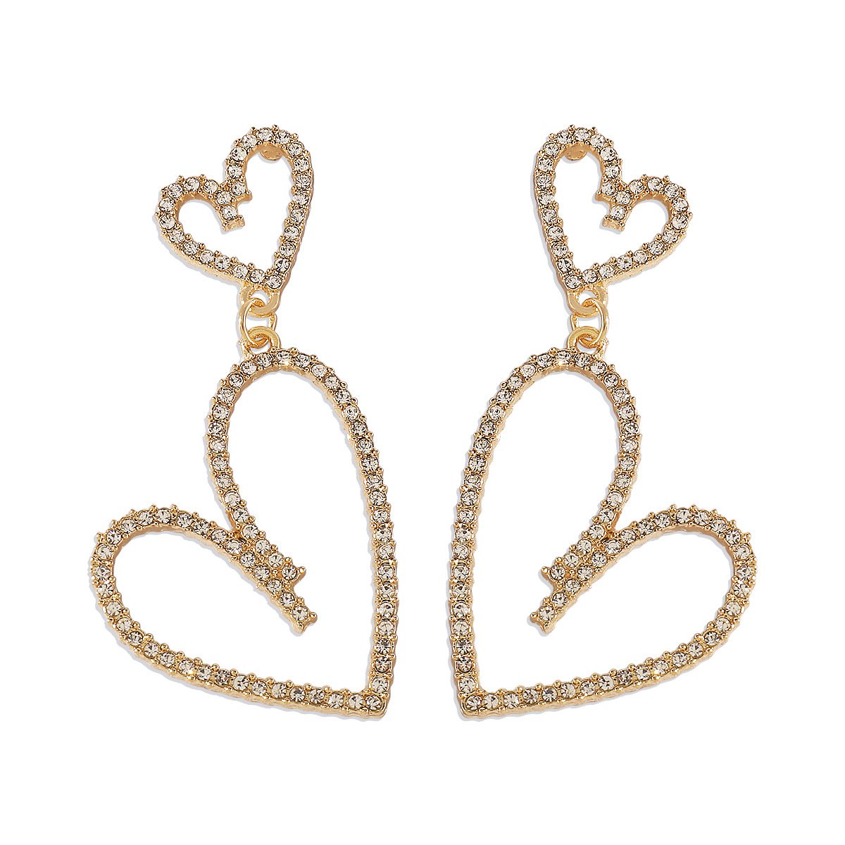 1475 Fashion Atmosphere Earrings Heart Rhinestone Geometric Irregular Earrings Xiaoxiang Retro Earrings