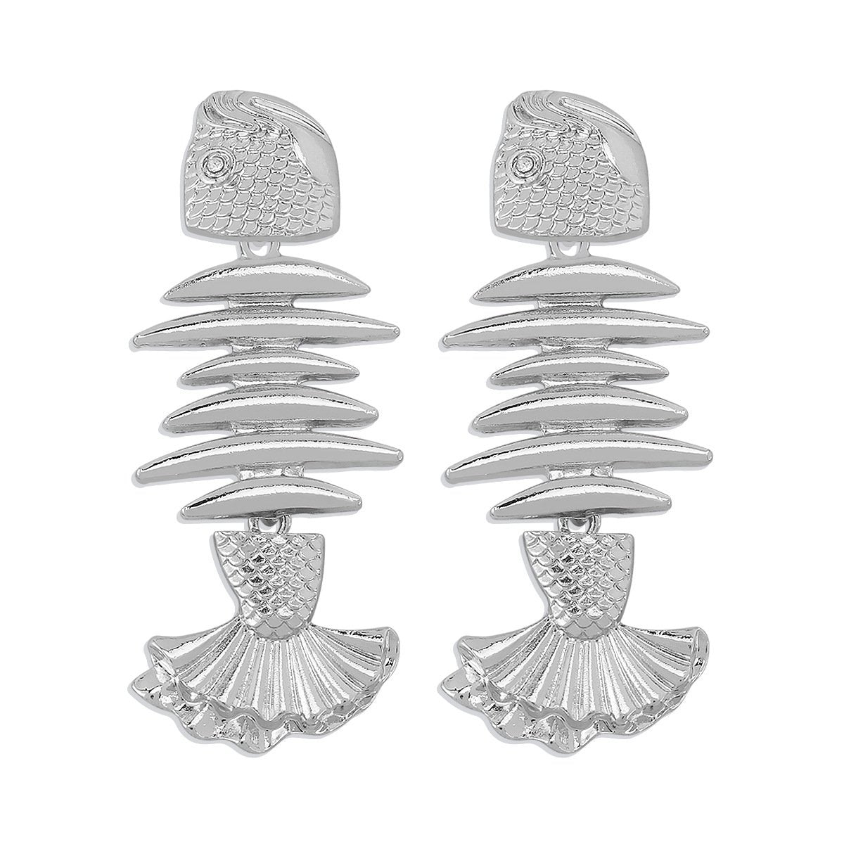 E165 Simple Metal Earrings Women's Creative Fishbone Retro Heavy Industry Earrings Exaggerated Personality Earrings