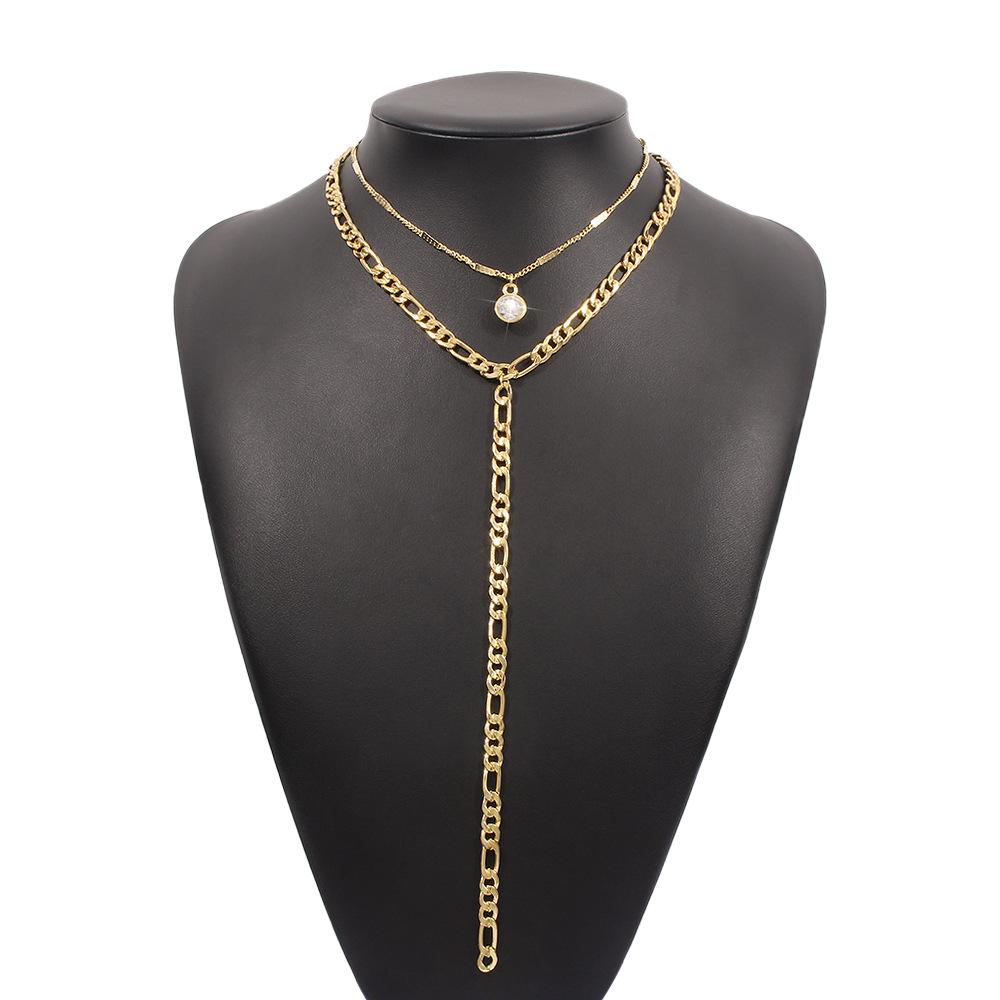 N9722 Jewelry Simple Double-layer Stacked Chain Necklace Exaggerated Y-shaped Creative Clavicle Necklace Female