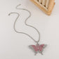 Ins full diamond Cuban butterfly necklace retro personality exaggerated butterfly pendant necklace fashion hip-hop accessories
