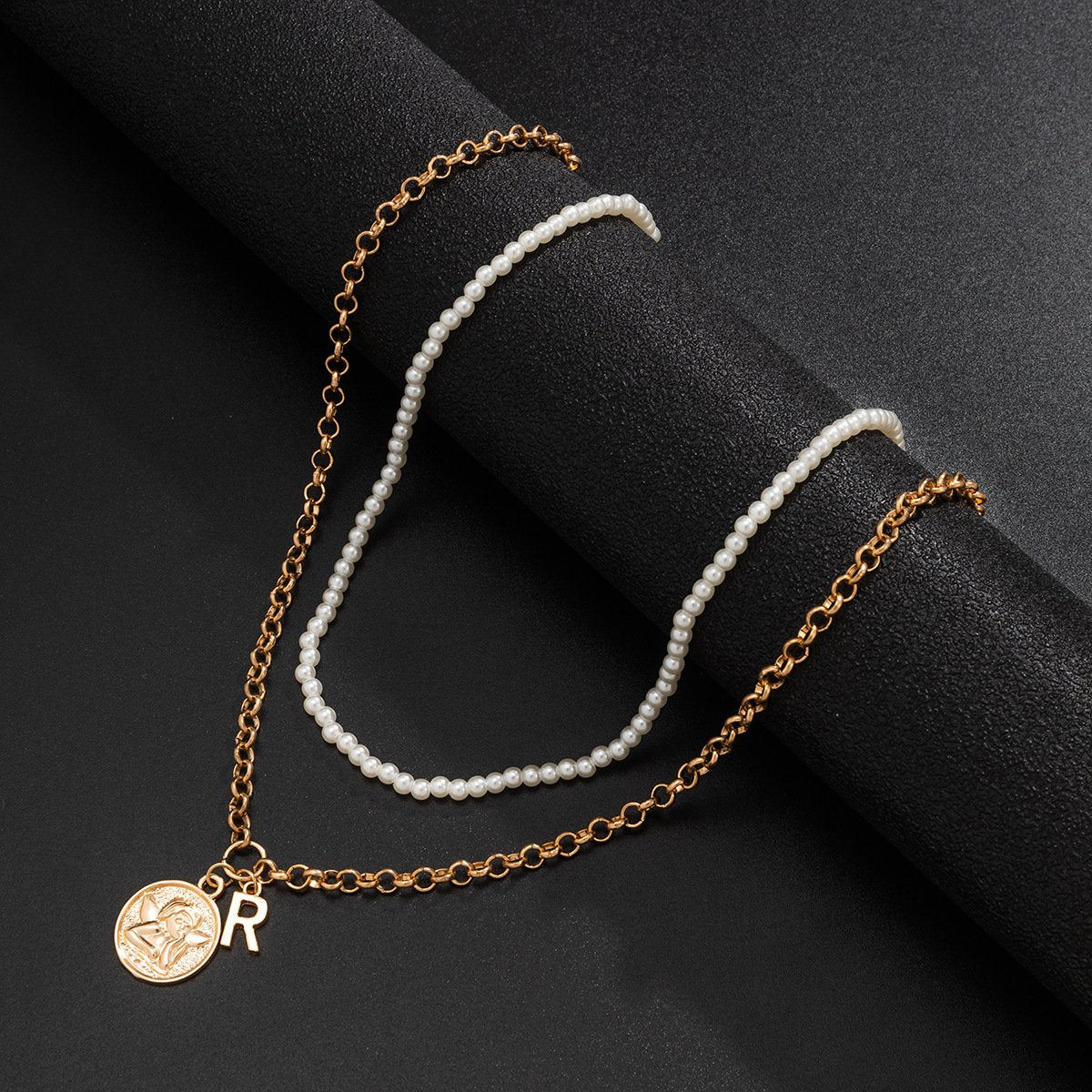 Jewelry Temperament Millet Grain Pearl Clavicle Necklace Fashion Retro Angel Tag Letter Necklace