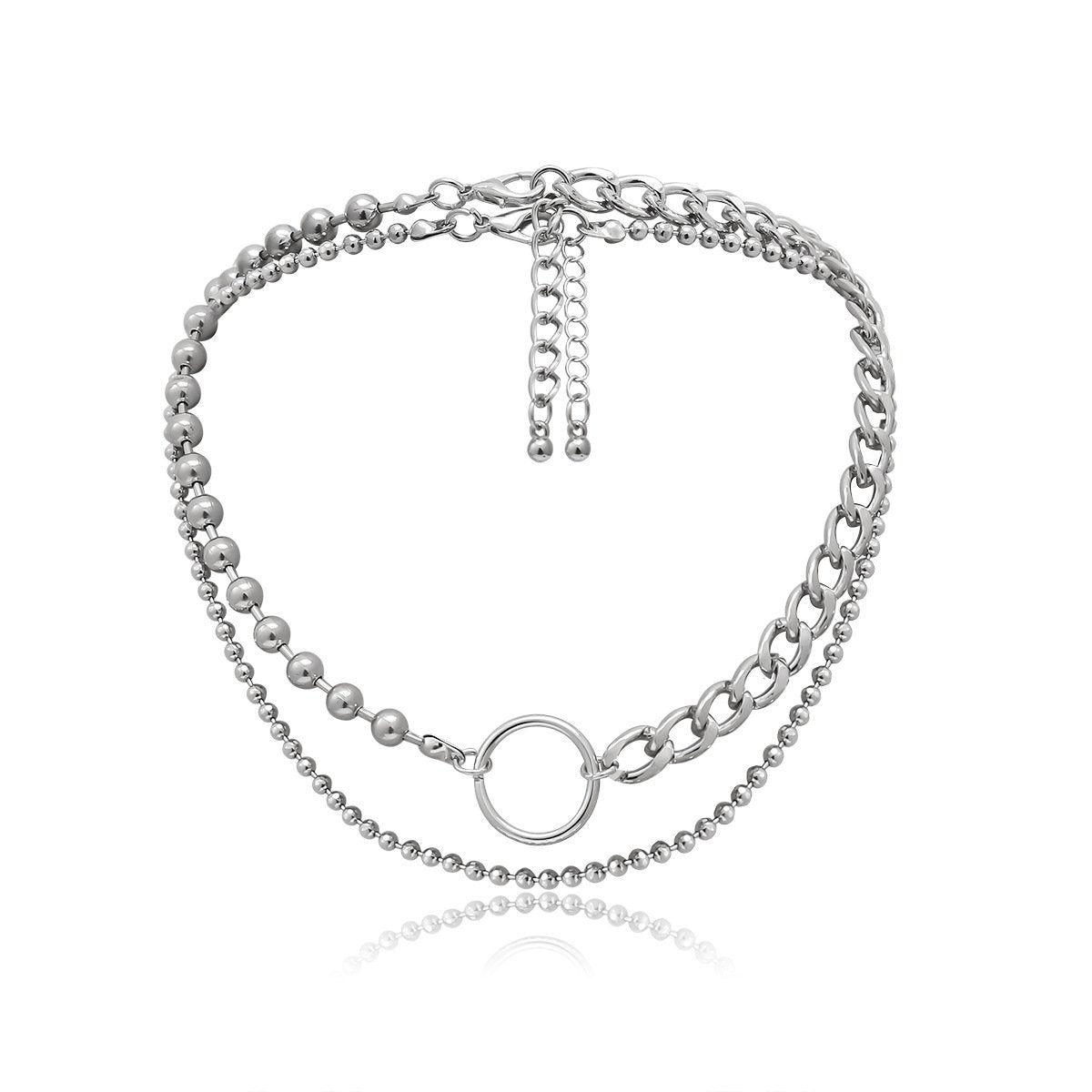 Jewelry Versatile Set Beads Handmade Necklace Personality Asymmetric Hip-Hop Geometric Chain Necklace