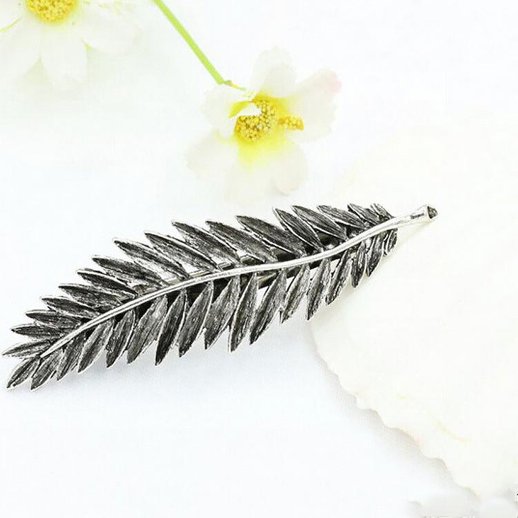 Retro exaggerated feather leaf hair clip fashion leaf needle leaf edge clip spring clip female