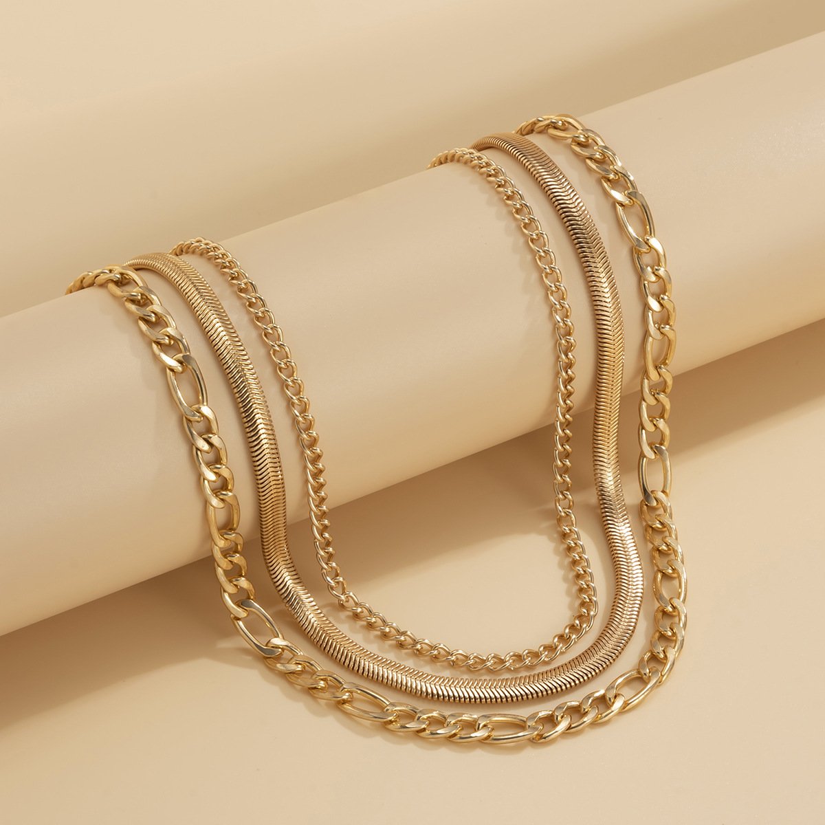 Jewelry Punk Geometric Metal Chain Necklace Retro Simple Clavicle Necklace Set Female