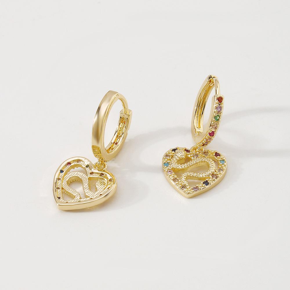 ZE54 Jewelry Retro Heart Hollow Earrings Niche Design Simple Snake Earrings