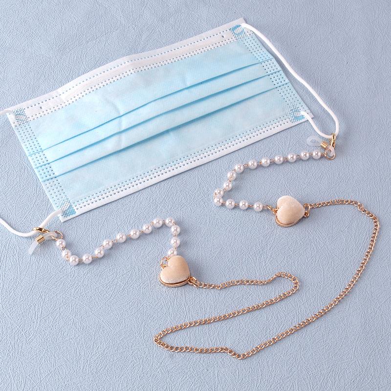 Jewelry glasses chain hanging neck mask anti-lost rope dual-use light skin creative double heart pearl chain