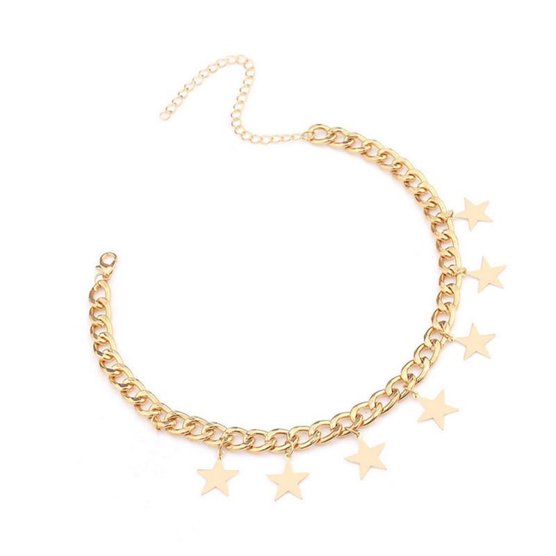 Explosive jewelry hip-hop light luxury all-match street style necklace copper five-pointed star pendant necklace