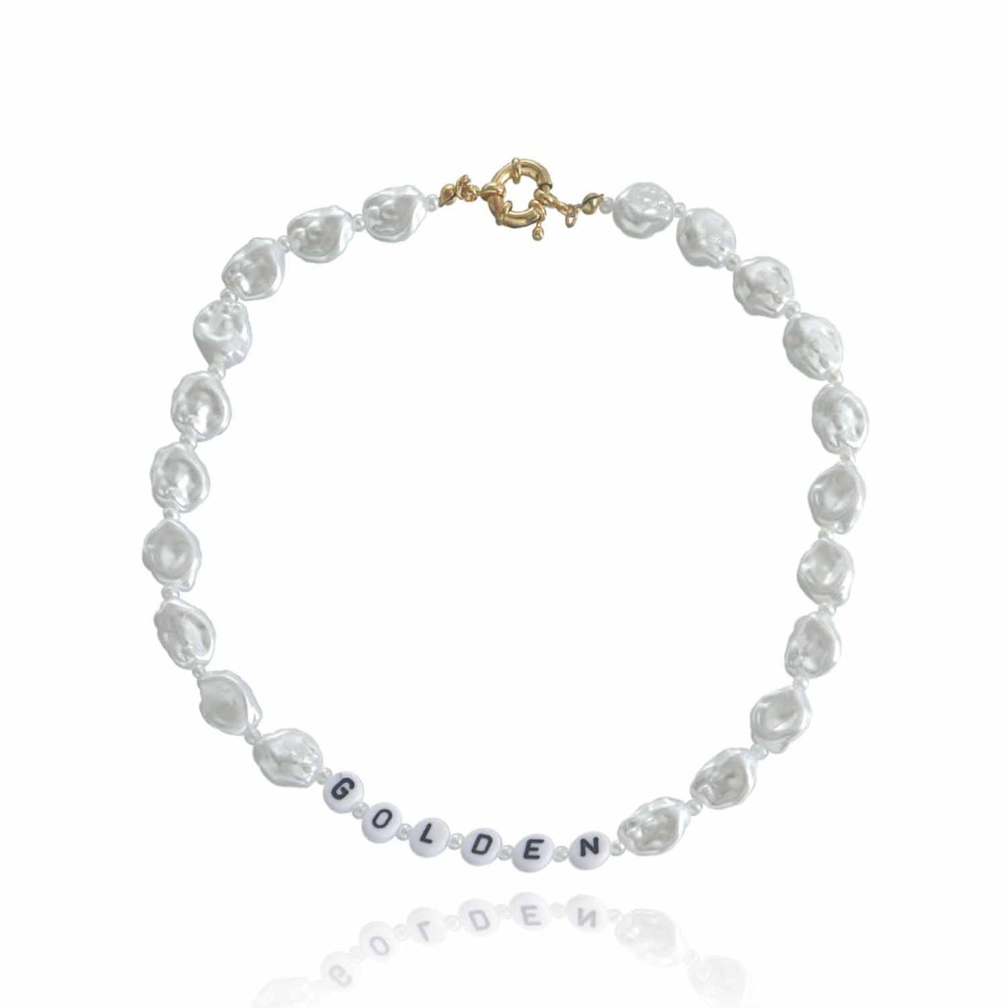 Jewelry GOLDEN letter irregular flat acrylic pearl necklace summer ins necklace y2k