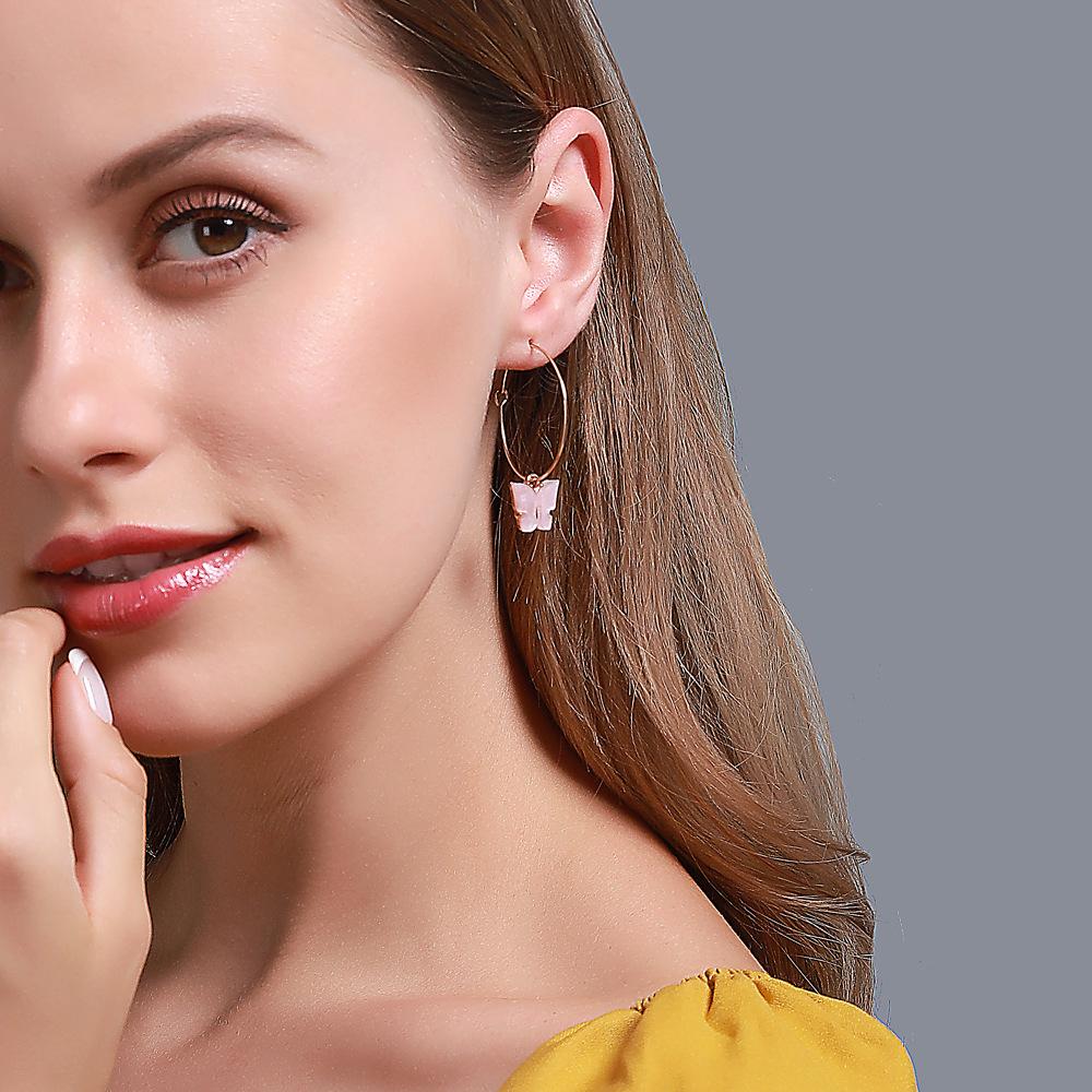 Earrings ing temperament color acrylic butterfly earrings fresh and simple butterfly ear buckle female