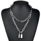 Accessories Retro Temperament Personality Geometric Pendant Necklace Double Lock Necklace