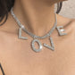 N9373 Exaggerated Net Red Necklace LOVE Full Diamond Light Luxury Temperament Necklace Personality Trendy Fashion Necklace Female