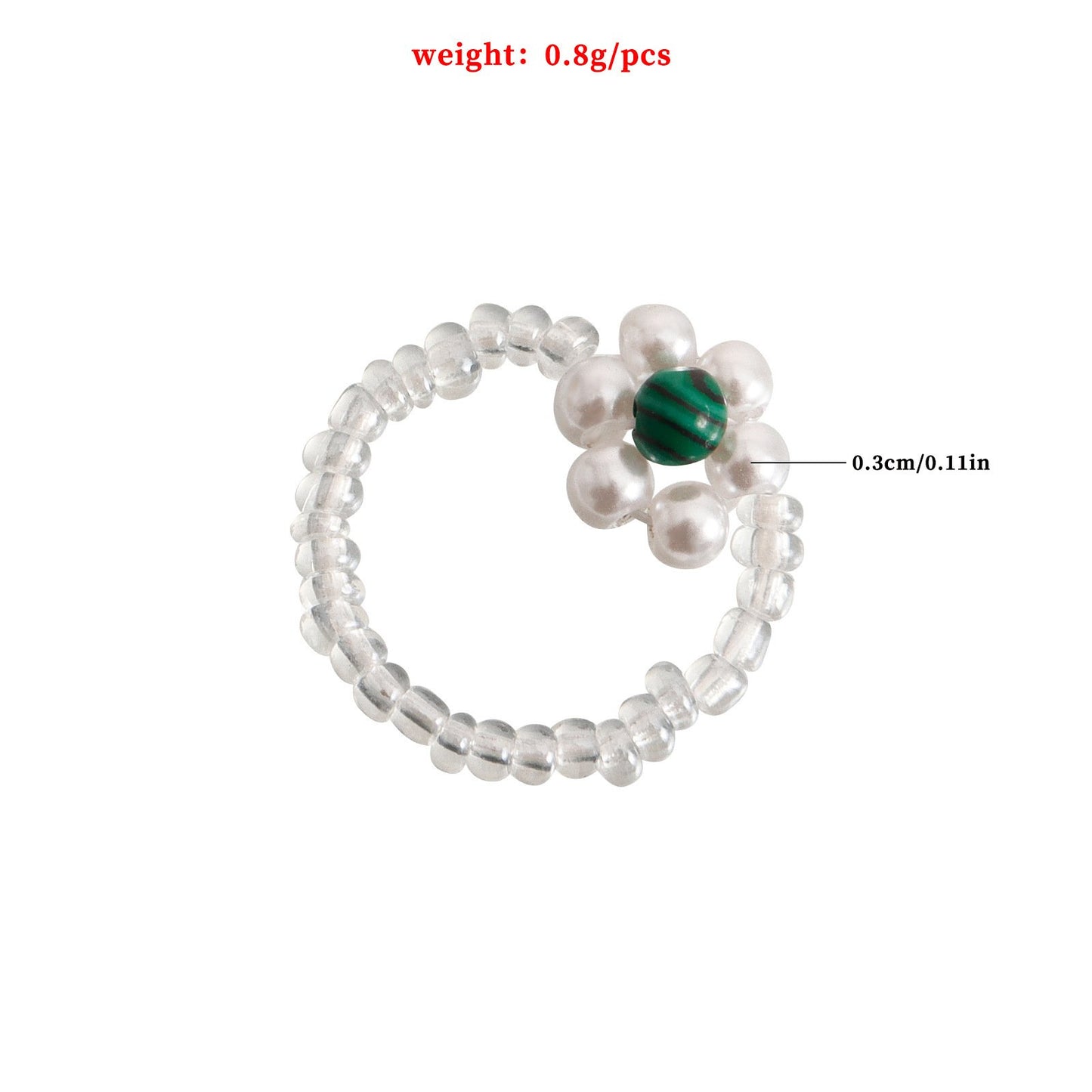 Jewelry color natural stone rice bead flower elastic rope ring female design sense niche simple