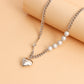 Jewelry Reflective Pearl Heart Stitching Necklace Female Hip Hop Ins Trendy Cool Clavicle Chain Accessories