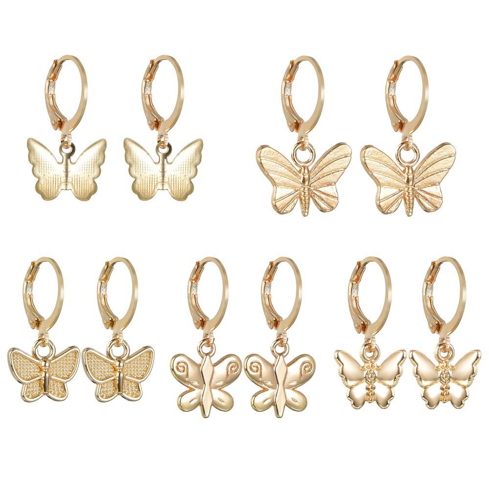 Fashion Gold Butterfly Earrings Trendy Simple Alloy Dangle Earrings Accessories