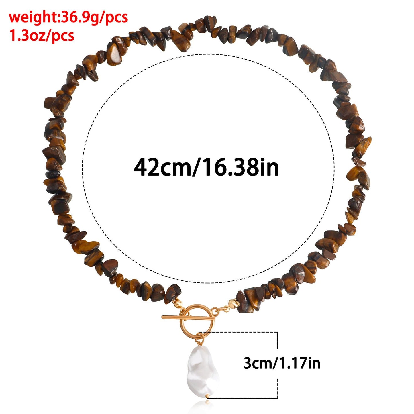 Jewelry Large Shaped Pearl OT Buckle Necklace Female Beach Simple Trend Brown Turquoise Necklace