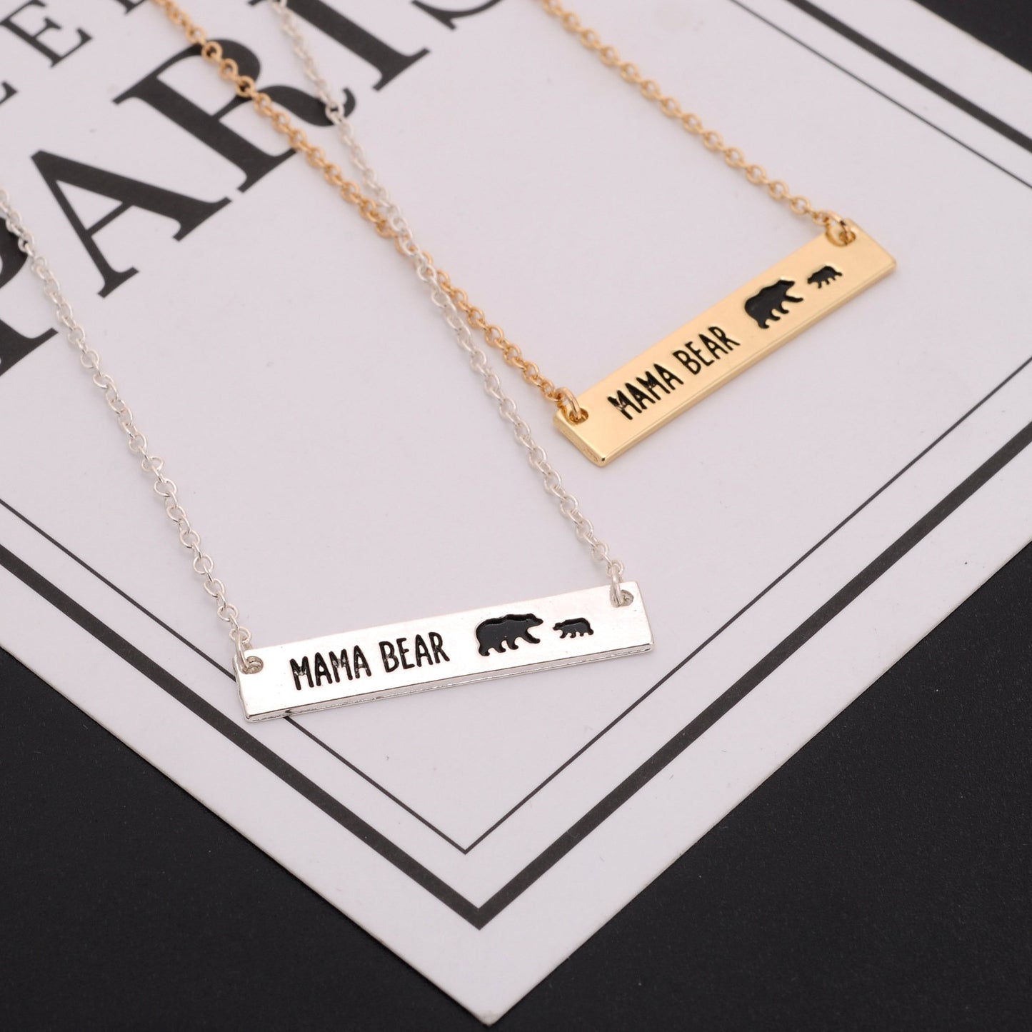Explosive Mother's Day Gift Simple Fashion Mother Bear Pendant Necklace Alloy Gold and Silver Two Colors