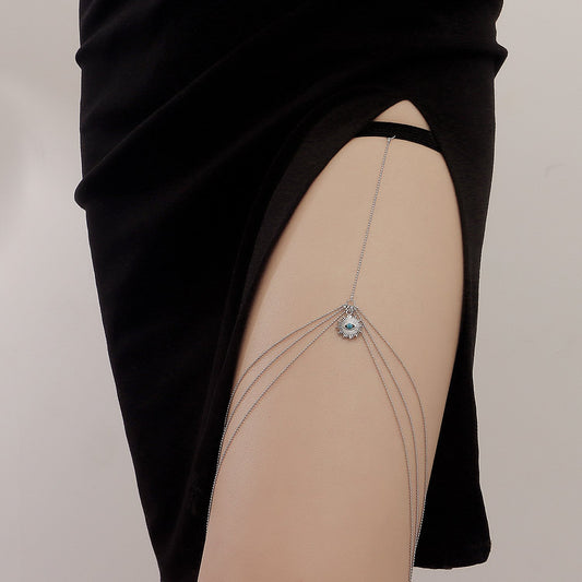 Jewelry Fatima Evil Eye Multi-Layered Ball Chain Leg Jewelry Feminine Elastic Bandage Leg Ring