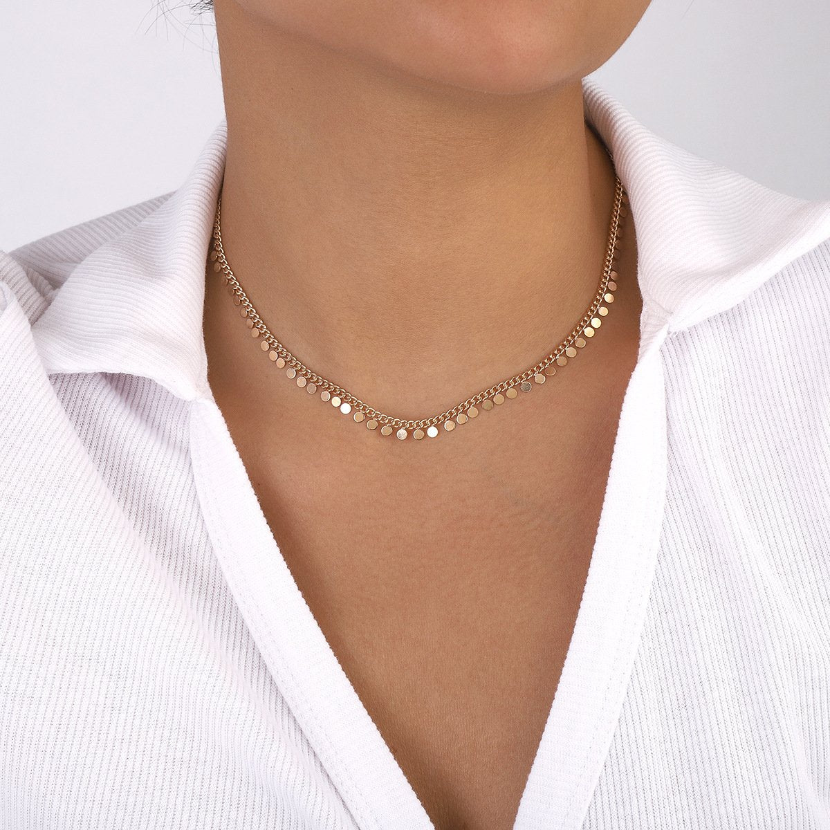 N1245 Simple niche disc tassel necklace single-layer fashion personality trendy necklace net red street style necklace