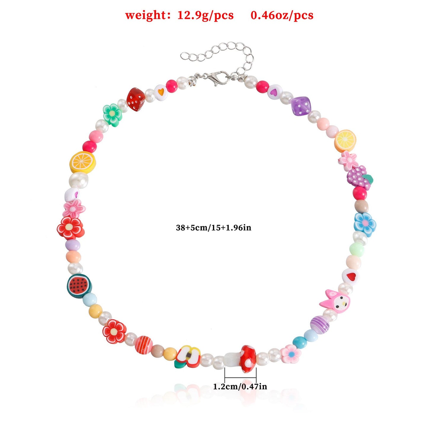 Jewelry fairy colorful soft pottery multi-element pearl necklace female Bohemian personality necklace