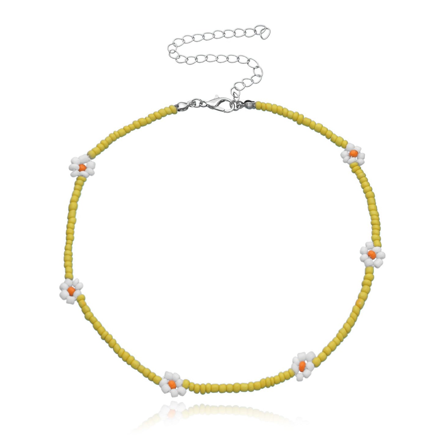 Jewelry Rice Bead Flower Necklace Women's Fashionable Temperament Adjustable Necklace