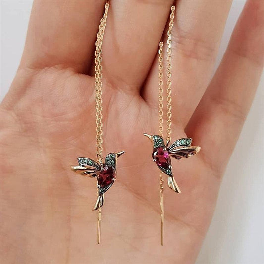 Accessories colorful bird ear wire long bird earrings female hummingbird earrings cute small animal earrings