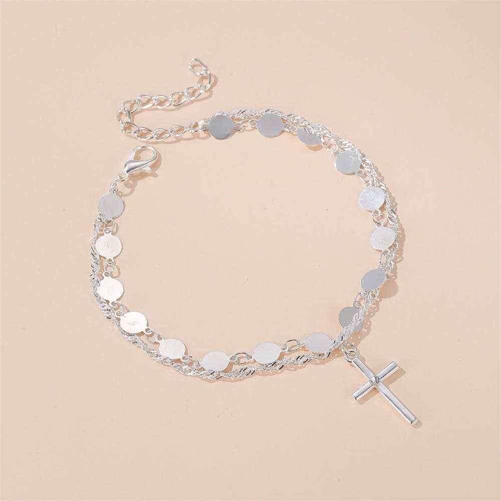 Temperament Simple Cross Bracelet Fashion Round Double Ladies Bracelet