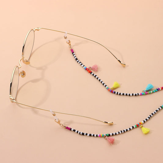 Jewelry Charm Colored Tassel Beads Beaded Glasses Chain Ladies Popular Temperament Frame Accessories