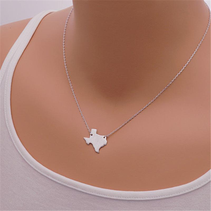 Texas Alloy Necklace US State Map Clavicle Chain