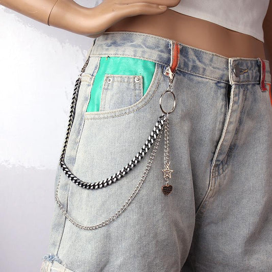 Jewelry drop oil letter pendant double chain metal ring accessories trend men and women body chain