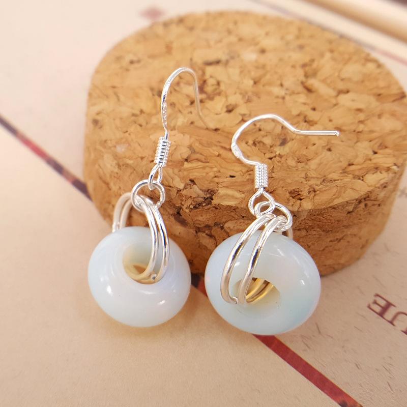 Simple natural stone opal earrings, rings, earrings