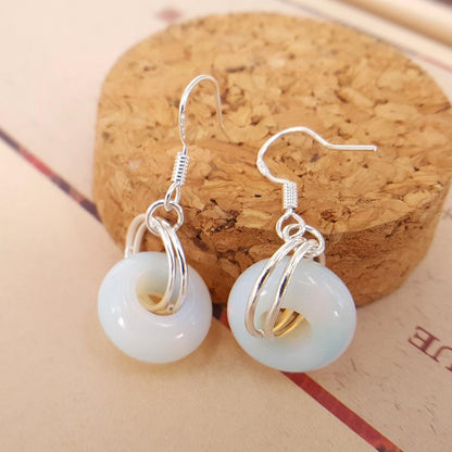 Simple natural stone opal earrings, rings, earrings