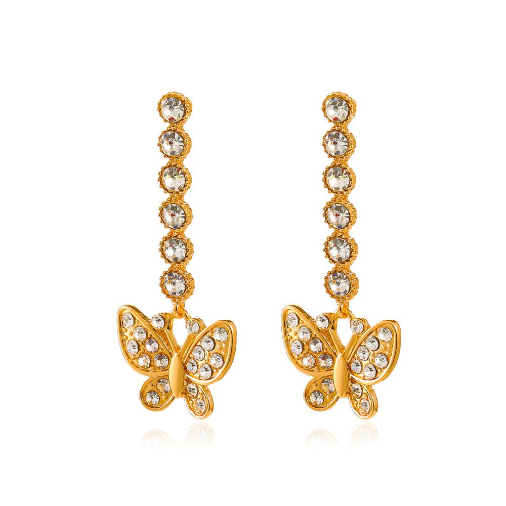 Simple zircon butterfly earrings niche design personality temperament earrings net red ins earrings women
