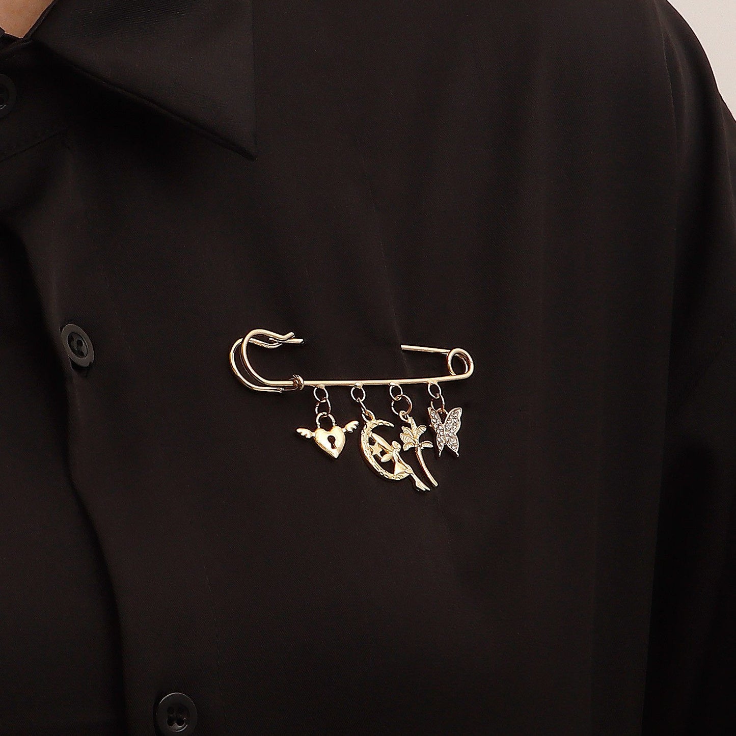 Jewelry simple tassel multi-element brooch accessories female geometric micro-diamond butterfly exaggerated brooch