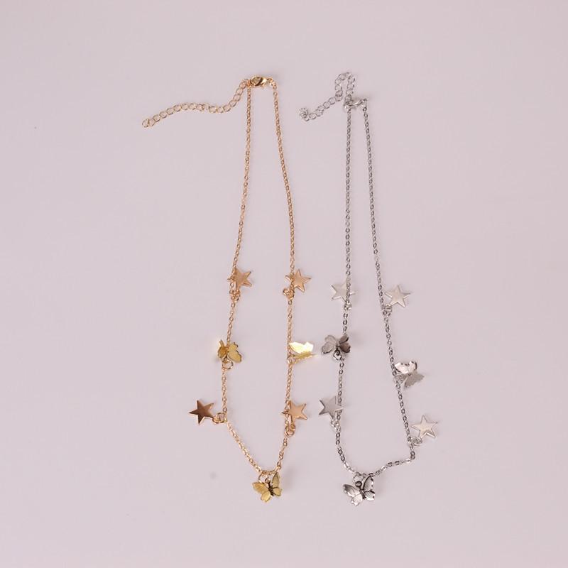 Necklace Sequin Pentagonal Star Butterfly Necklace Clavicle Chain Jewelry Women