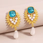 E1193 French retro high-end sense pearl earrings retro elegant niche personality geometric middle-aged earrings