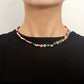 Jewelry Couple Fashion Beaded Clavicle Chain Summer Fresh Necklace Glass Rainbow Flower Necklace
