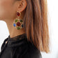 E1119 Retro Light Luxury Resin Color Gemstone Earrings Palace Lady Temperament Elegant Earrings Female