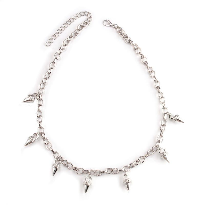 Tassel rivet necklace men's trendy street hip-hop summer women's cold necklace light luxury niche clavicle chain