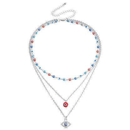Jewelry Multi-layer Devil's Eye Pendant Necklace Women's Versatile Light Luxury Creative Design Necklace