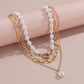 Jewelry Retro Palace Baroque Pearl Necklace Simple Metal Ot Buckle Chain Necklace Female