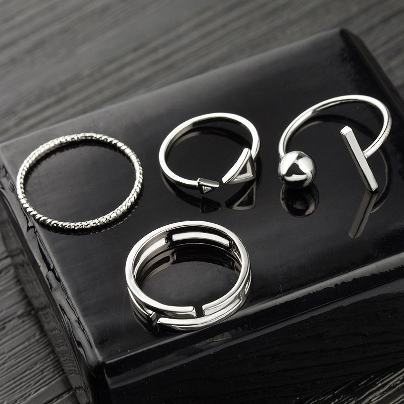 Jewelry ring ring simple combination personality matching four-piece fine fashion joint ring set